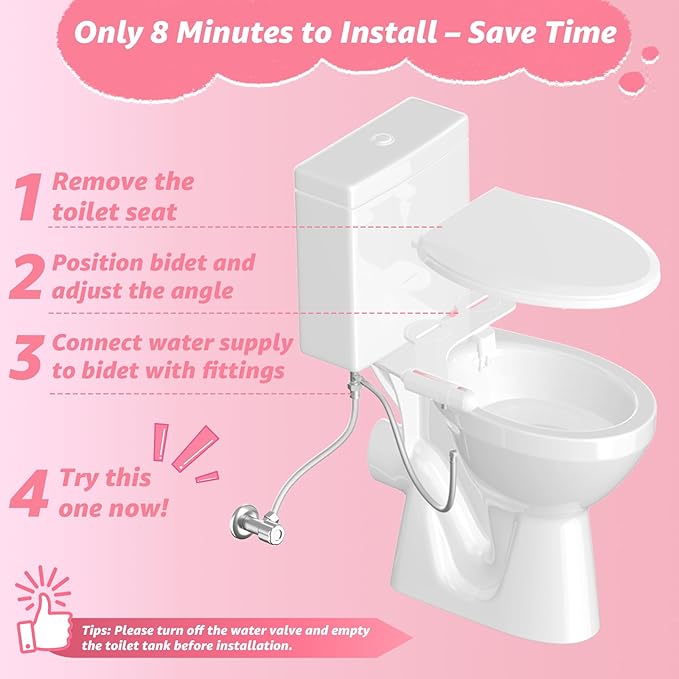 Ultra-Slim Bidet Attachment for Toilet, Non-Electric Dual Nozzle, Adjustable - Image 5