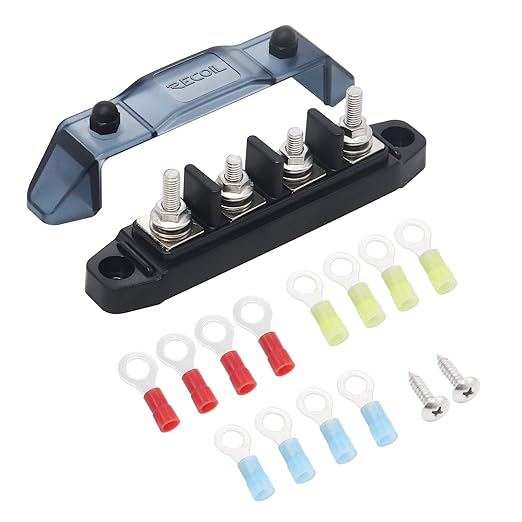 Recoil BBSPG4 Discrete 4 Position Barrier Strip Bus Bar 4 x M5 Studs Terminals by Recoil