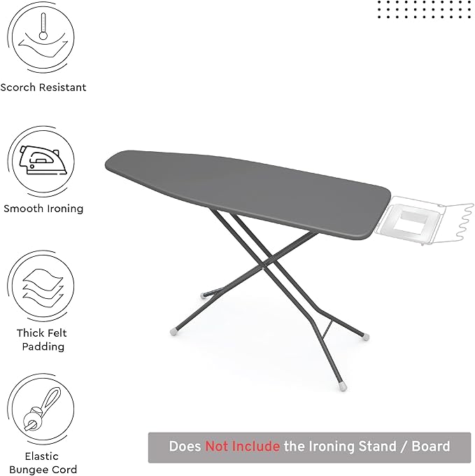 Encasa XO Ironing Board Cover and Pad 49"x18" - 4mm Felt Wide Iron Board Cover - Image 2