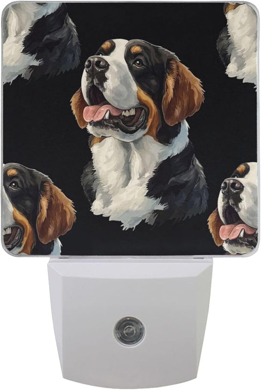 Pigsaly Led Night Light Watercolor Cute St Bernard Dogs Head Night Light Plug by Pigsaly