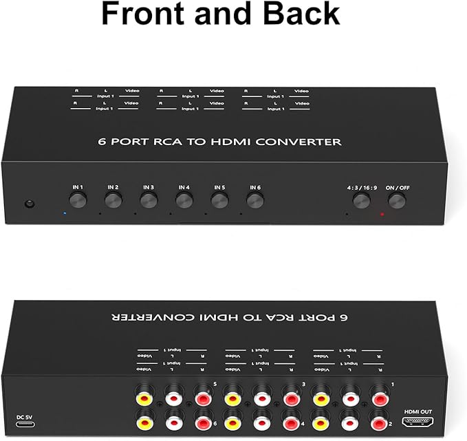 RuiPuo 6Port AV to HDMI Converter RCA/Composite/CVBS Adapter Support 16:9/4:3 - Image 2