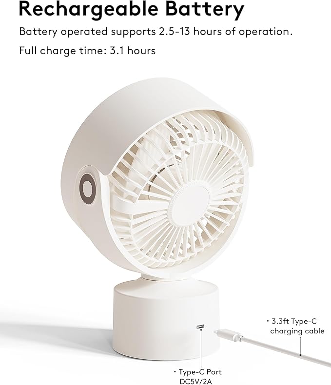 CARONSORT Small Desk Oscillating Fan, Table Air Circulator Fans - Image 7
