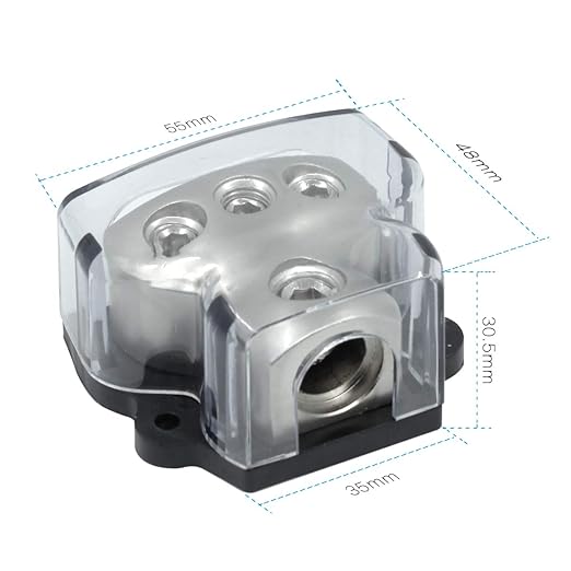 RKURCK 3 Way Power Distribution Block, 0/2/4 AWG Gauge in, 4/8/10 Gauge Out - Image 3