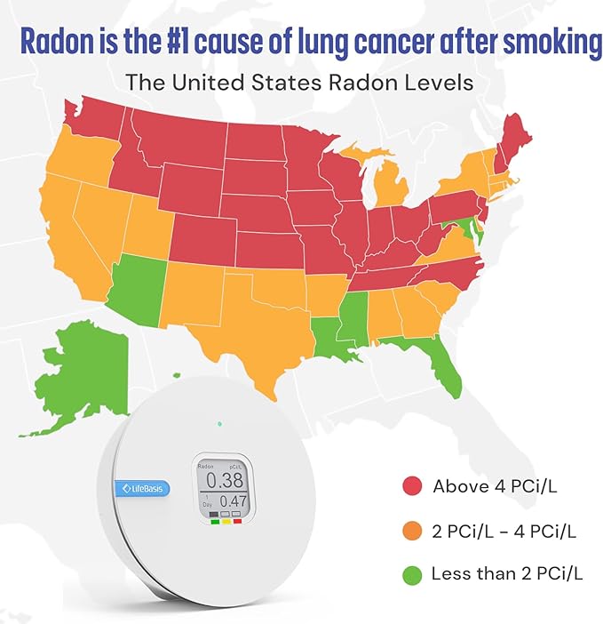 LifeBasis Radon Detector for Home, Portable E-Ink Display Radon Meter - Image 3
