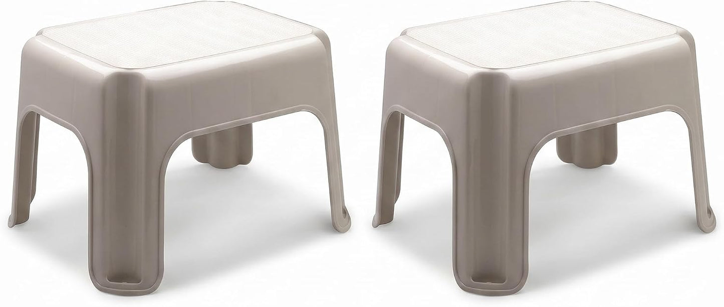 Rubbermaid 2 Pack Lightweight Slip Resistant Roughneck Tough Step Stool, Tan
