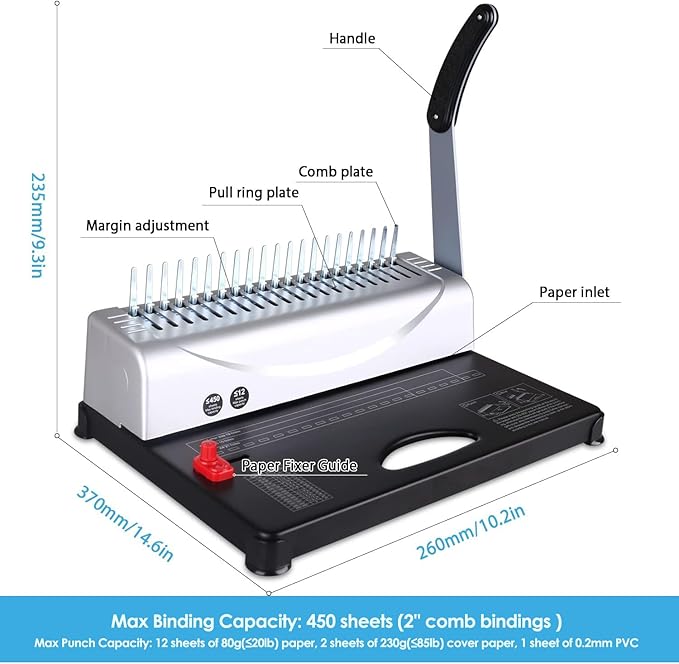 MAKEASY Binding Machine, 450 Sheets, Comb Binding Machines - Image 5