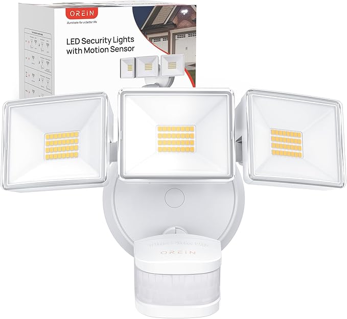 OREiN 10000LM Super Bright LED Flood Light Outdoor, Hardwired Motion Sensor by OREiN