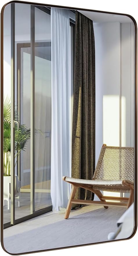 ANDY STAR Wall Mirror for Bathroom, 20”x28”Brushed Bronze Bathroom Mirror - Image 9