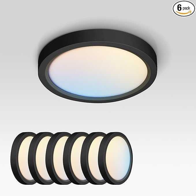 ASD LED 7" Round Flush Mount Ceiling Light Fixture, Low Profile Surface by ASDLightingCorporation
