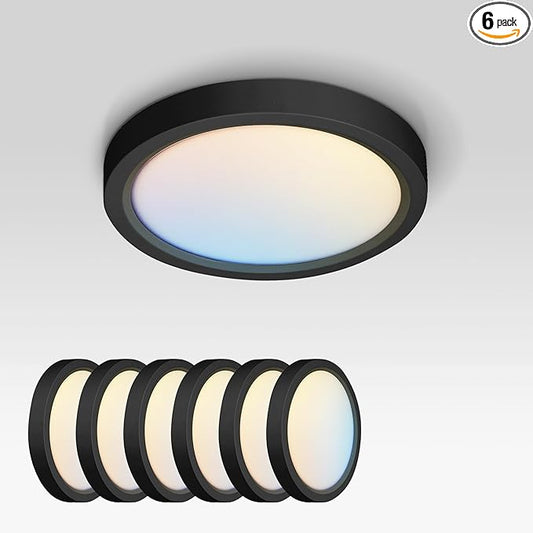 ASD LED 7" Round Flush Mount Ceiling Light Fixture, Low Profile Surface by ASDLightingCorporation