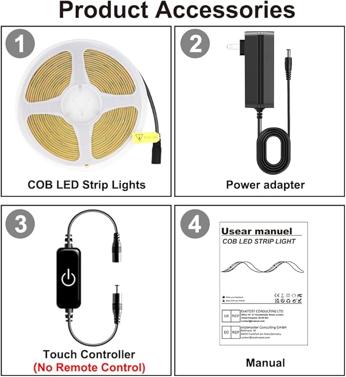 Pandery COB LED Strip 5m, 16.4ft LED Strip Lights, Touch Dimmable LED Strips - Image 2