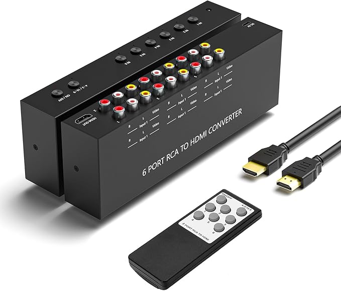 Arector 6 Port RCA to HDMI, 1080P/720P 6 Way AV to HDMI Converter Composite by Arector