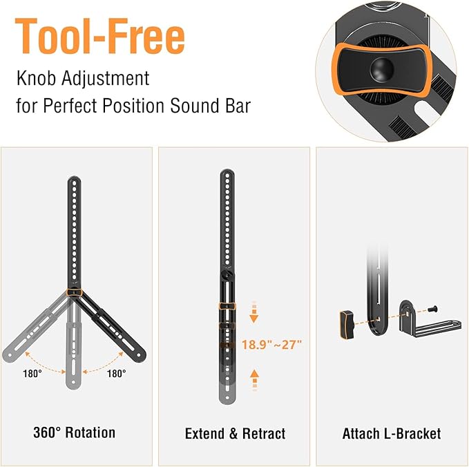 ELIVED Soundbar Mount, Sound Bar TV Bracket, - Image 4