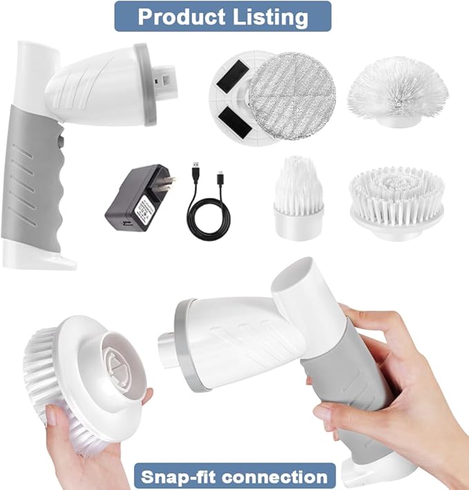 Electric Spin Scrubber, Bathroom Cleaning Brush Shower Scrubber Portable - Image 9