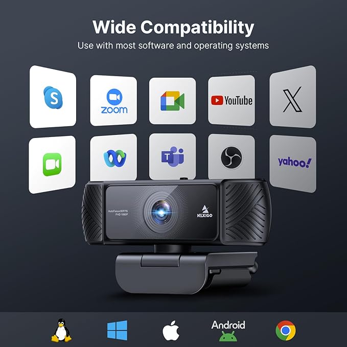 NexiGo 1080P 60FPS Webcam with Software Control and Microphone, w/Privacy Cover - Image 8