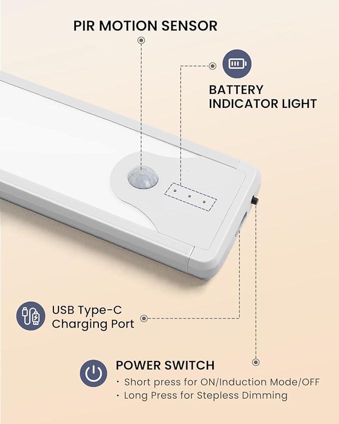 Pak 16 Inch Under Counter Cabinet Lighting, 83 LED Battery Operated Motion - Image 4