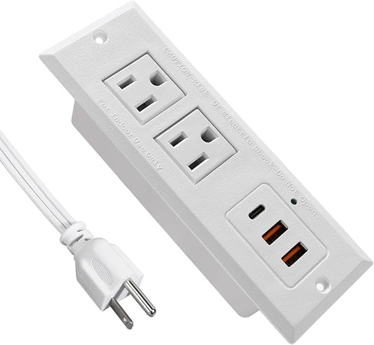 20W Recessed Power Strip USB C Fast Charge Desk Power Outlet Type C Flush by 4LEAF