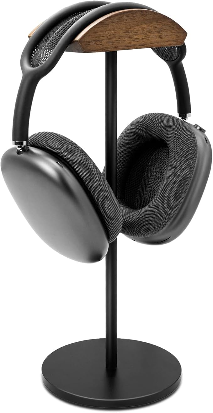 GEVO Headphone Stand for Desk, Walnut Wood & Aluminum Headset Stand, Universal by GEVO