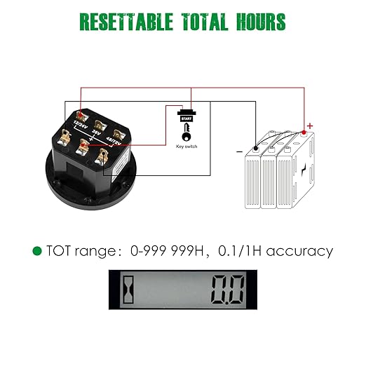Yooreal 12/24V 36/48V 72V Golf Cart Battery Meter, Hour Meter&Battery Indicator - Image 5