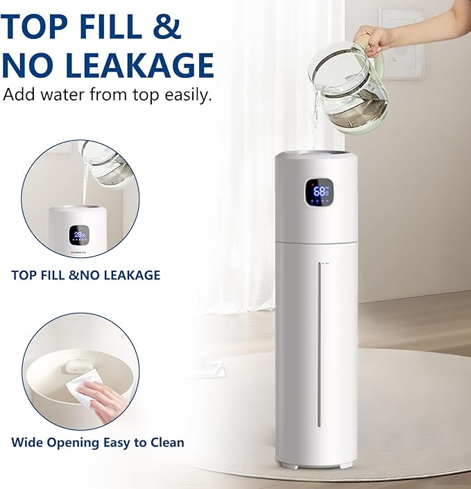 Akeshan Large Humidifiers for Bedroom, 9L/2.5Gal Ultrasonic Cool Mist, Top Fill - Image 3