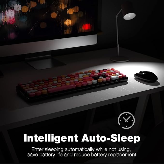 MOFII Wireless Keyboard and Mouse Combo, 2.4GHz Retro Full Size Typewriter - Image 4