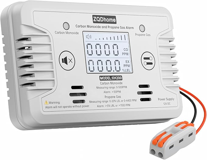 RV Carbon Monoxide and Propane Gas Detectors, and Individual LED Indicator Light by MyZQDhome