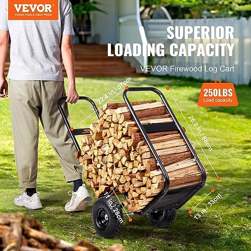 vevor log cart 250 lbs load capacity, outdoor shown in use