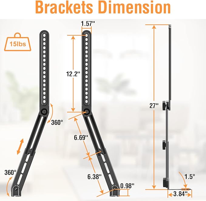 ELIVED Soundbar Mount, Sound Bar TV Bracket, - Image 6
