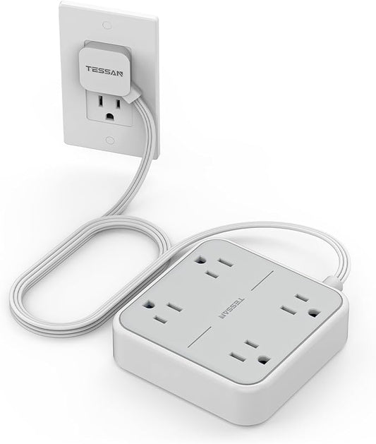 10 FT Surge Protector Power Strip, TESSAN Extension Cord Flat Plug by TESSAN