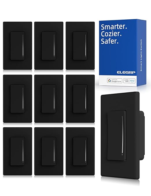 ELEGRP Smart Dimmer Light Switch DTR10, Single Pole Setup, 2.4GHz Wi-Fi Touch by ELEGRP%7CELEGROUP