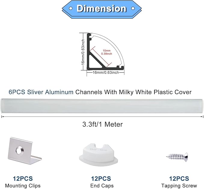 VST 20pack 3.3ft LED Channel, V Shape Led Diffuser Channel, LED Aluminum - Image 2