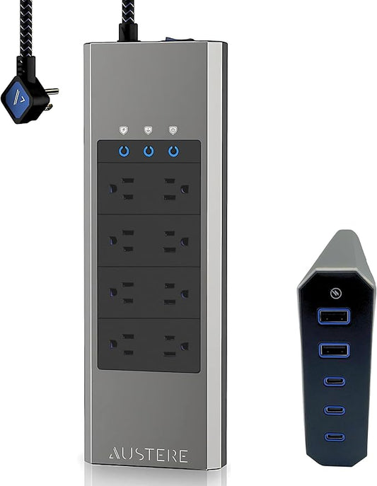 Austere V Series, 8 Outlet Surge Protector Power Strip, 3000 Joules, EMI/RFI by Austere
