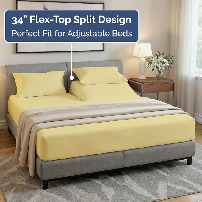 Split Head King Sheet Set – 4 Piece Flex Split Top King Sheets - Image 4