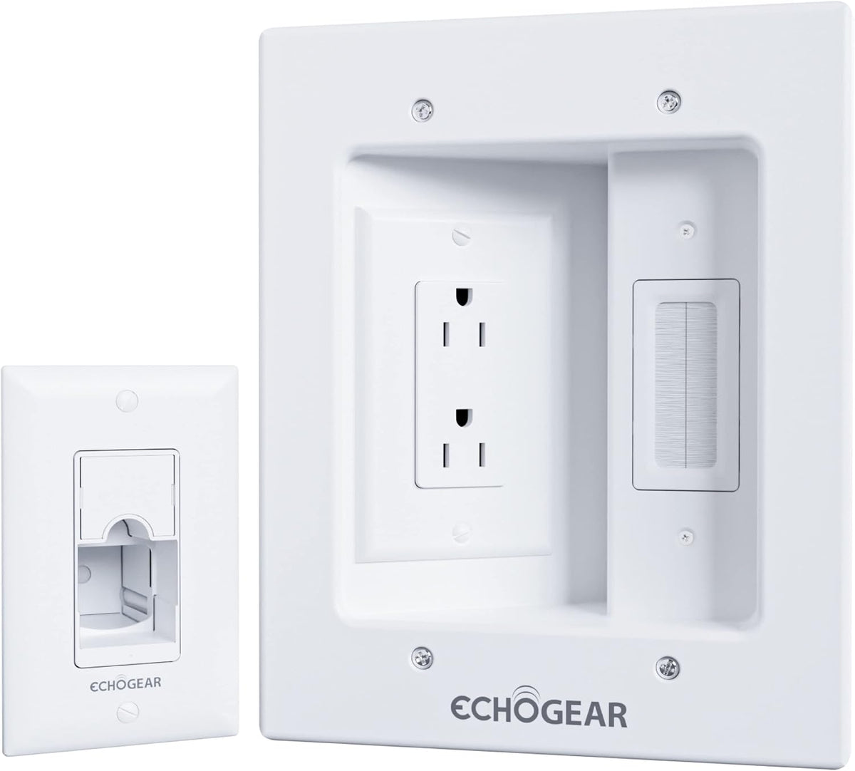 ECHOGEAR TV Cord Hider for Wall Mounted TV – Dual Outlet in-Wall Cable