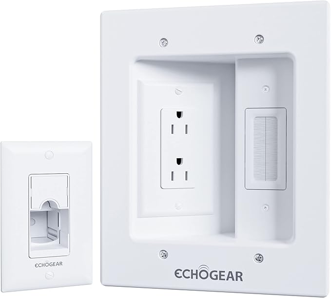 ECHOGEAR TV Cord Hider for Wall Mounted TV – Dual Outlet in-Wall Cable by ECHOGEAR
