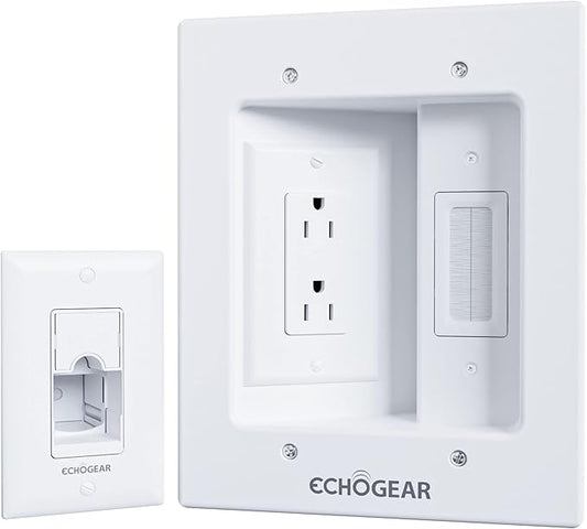 ECHOGEAR TV Cord Hider for Wall Mounted TV – Dual Outlet in-Wall Cable by ECHOGEAR
