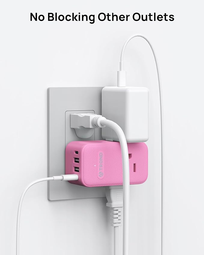 TROND Outlet Extender with USB C, 3 AC Outlet Splitter with 360 Rotation - Image 5