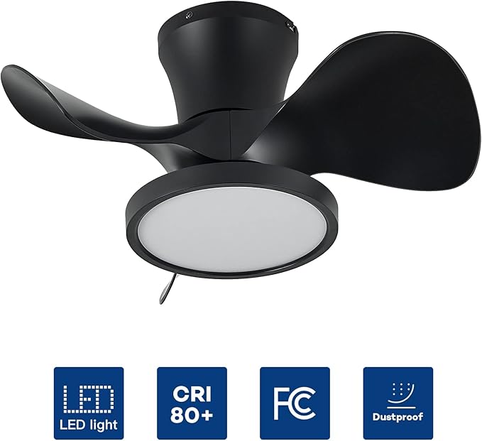 ocioc Quiet Ceiling Fan with LED Light 22 inch Large Air Volume Remote Control - Image 7
