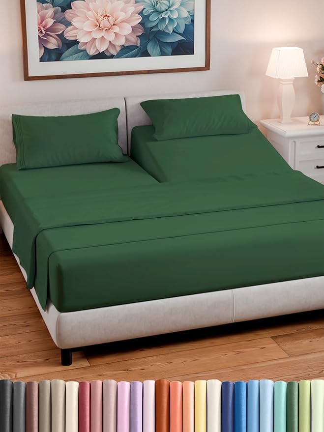 Split Head King Sheet Set – 4 Piece Flex Split Top King Sheets by CGKUnlimited