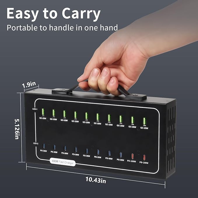 690W USB Charging Station, 20 Port USB C Charger Block, Fast Charging Station - Image 8