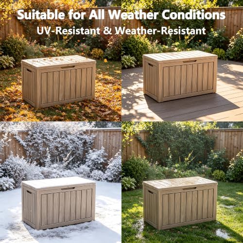 rojik waterproof deck box durable outdoor storage box, side view