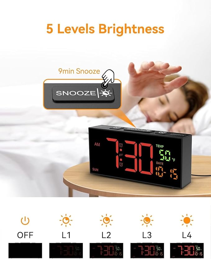 Netzu Alarm Clocks for Bedrooms, Digital Alarm Clock - Image 6