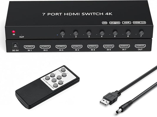 RuiPuo 7Port HDMI Switcher 4K@60Hz 5In 1Out HDMI Selector by RuiPuo