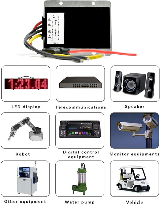 QJFCare Golf Cart DC/DC Converter Regulator 36V 48V Step Down to 12V 20A 240W - Image 7