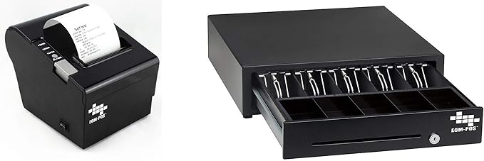 EOM-POS Heavy Duty Cash Register Drawer + Thermal Receipt Printer -for Windows by EOM-POS