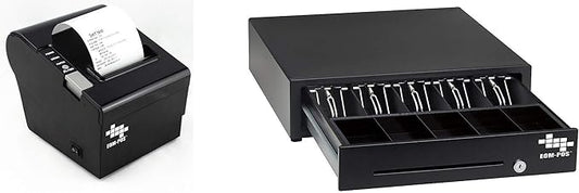 EOM-POS Heavy Duty Cash Register Drawer + Thermal Receipt Printer -for Windows by EOM-POS