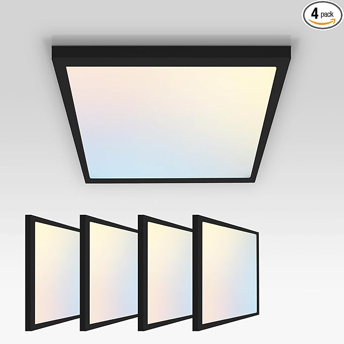 ASD LED 12" Square Flush Mount Ceiling Light Fixture, Low Profile Surface by ASDLightingCorporation
