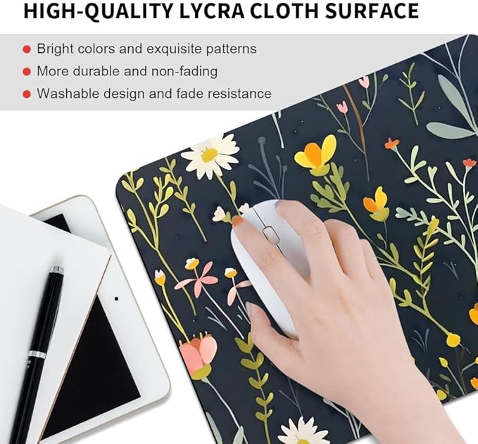Dreamy Floral Pattern Square Mouse pad, Waterproof, Anti Slip Rubber Base - Image 3