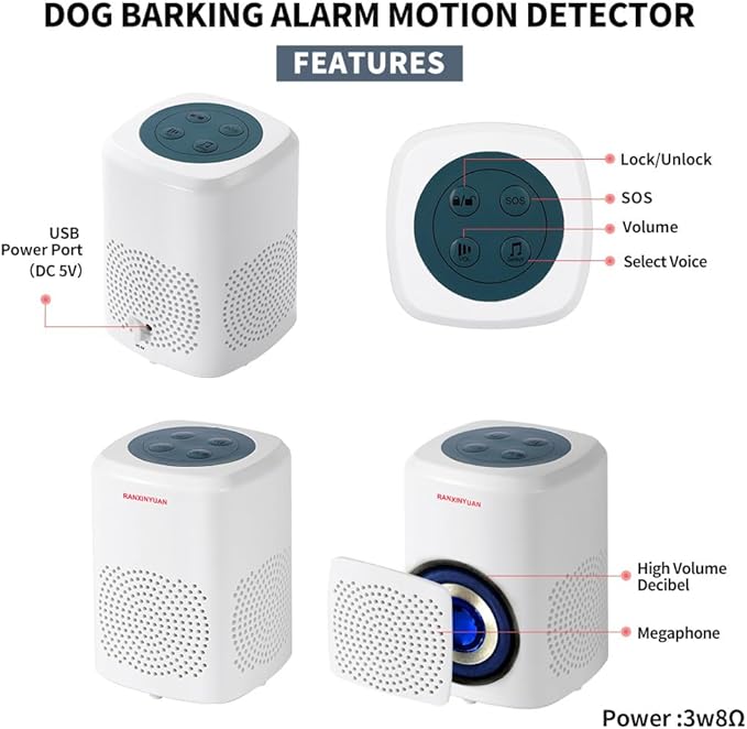 RANXINYUAN Barking Dog Motion Sensor-Pir Human Body Dog Barking Alarm Realistic - Image 2