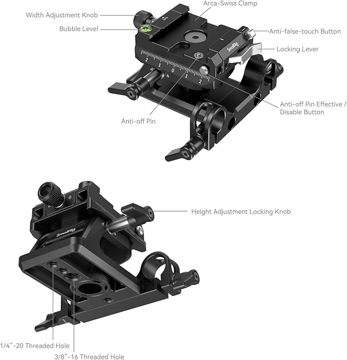 SmallRig Mount Plate for Arca-Swiss Quick Release Clamp and Bottom Plate for - Image 4